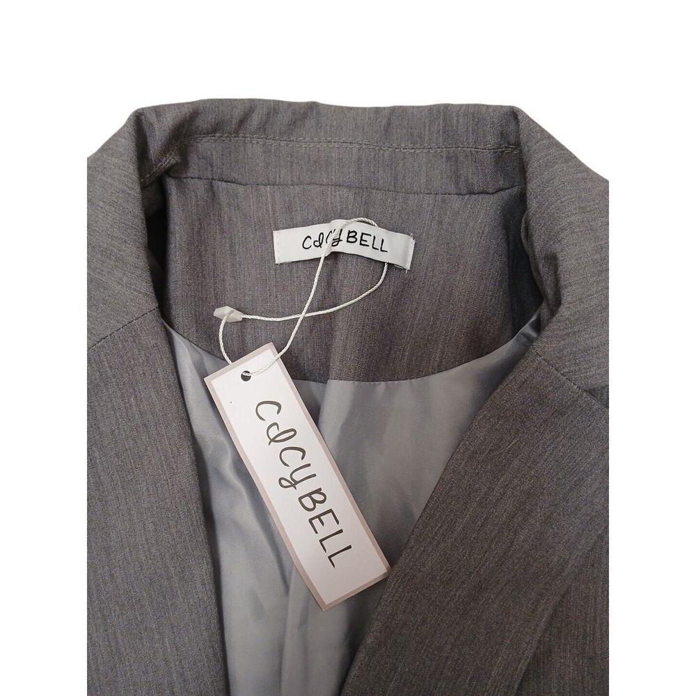 New Cicy Bell Blazer Sz M Gray Business Casual One Button Pockets Classic Career - Picture 2 of 16